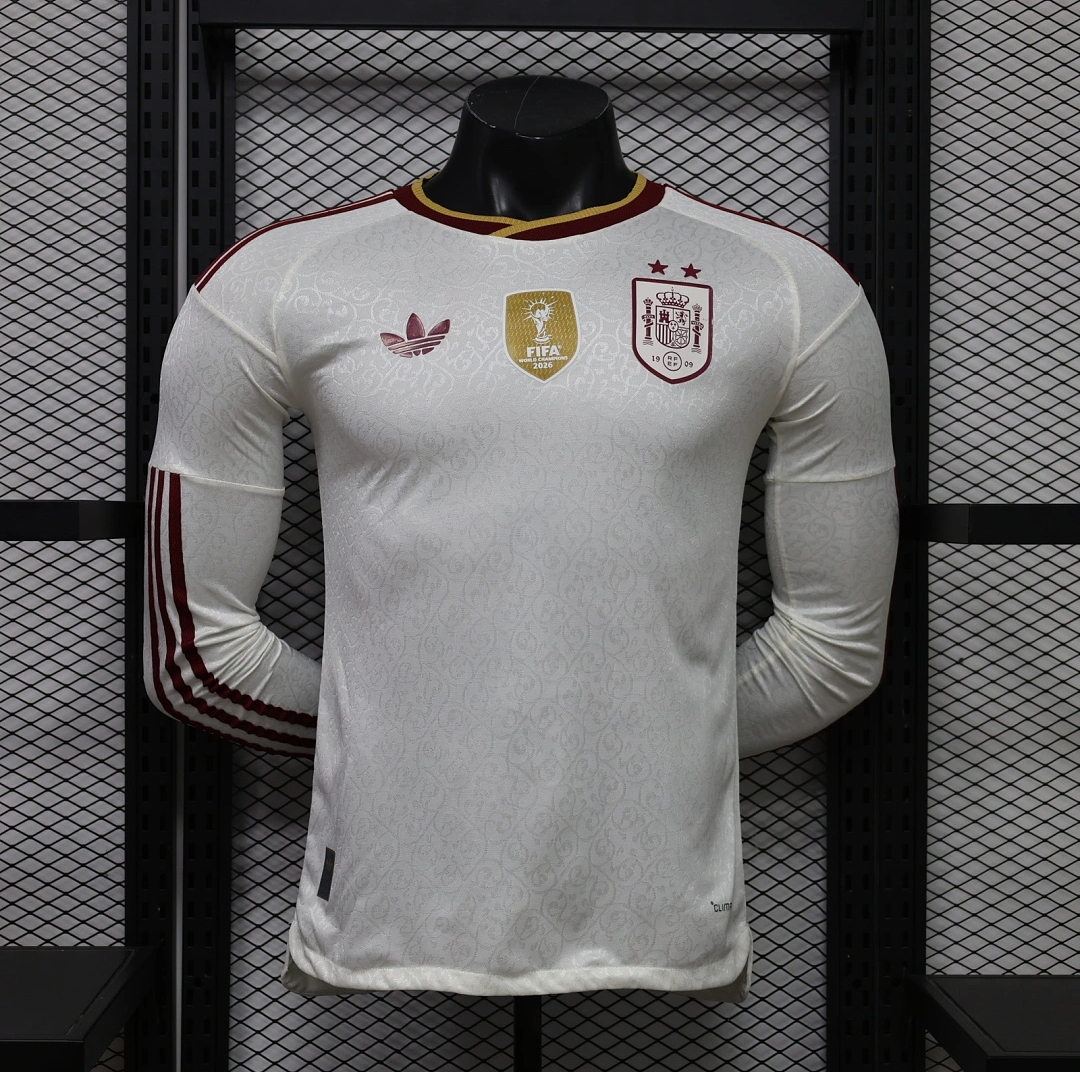Spain Authentic Soccer Jersey Away Long Sleeve Shirt World Cup 2026 - Two Stars