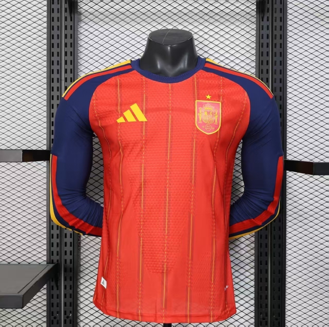 2026 Spain Home Kit Soccer World Cup Player Version Long Sleeve