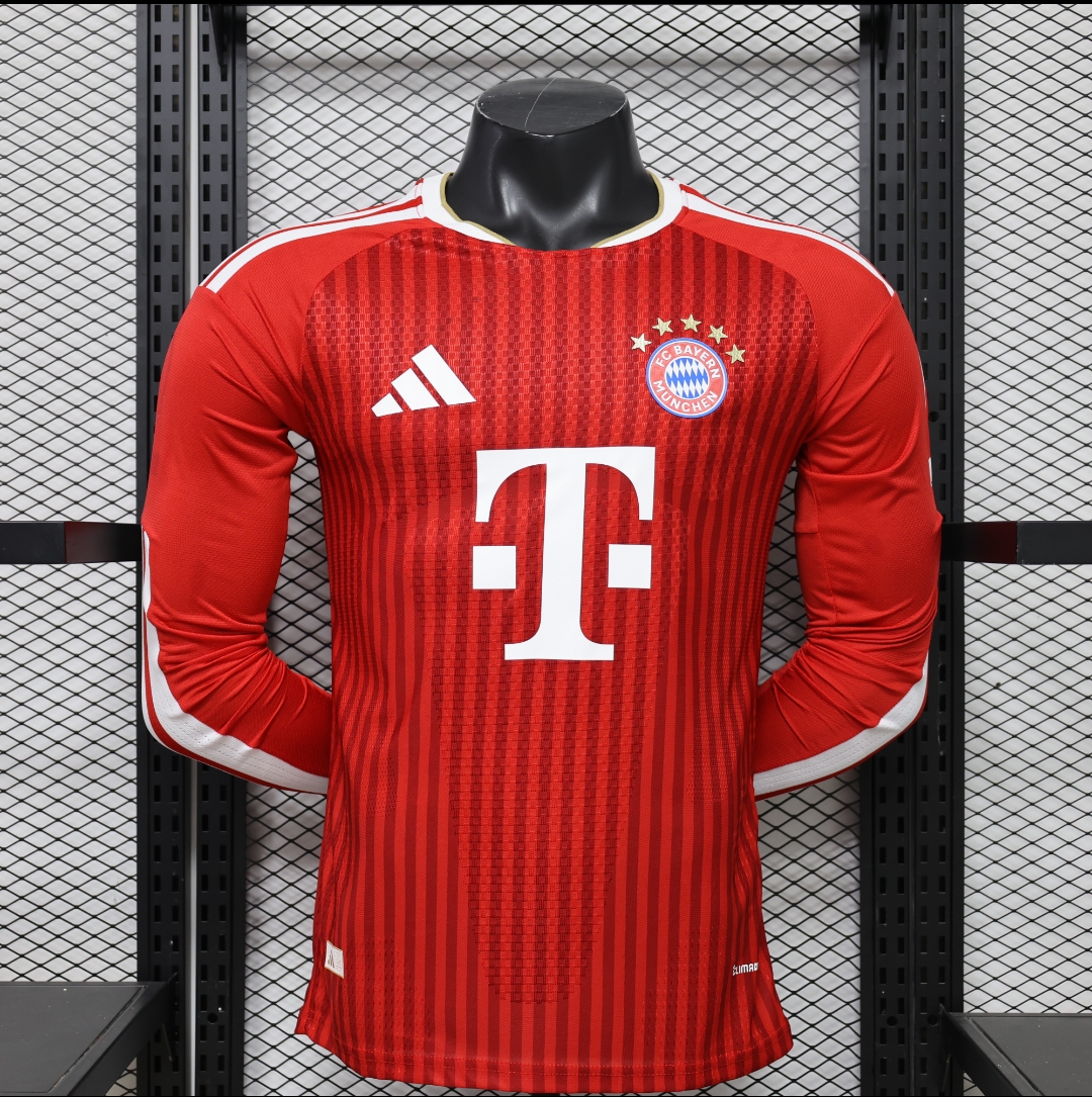 26-27 Bayern Munich Home Mens Kit Player Version Soccer Long Sleeve T-Shirt