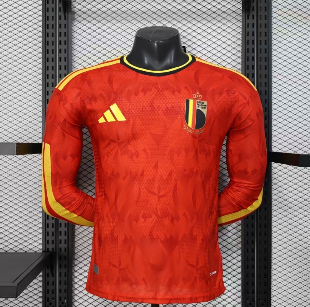 2026 World Cup Belgium Home Kit Player Version Long Sleeve