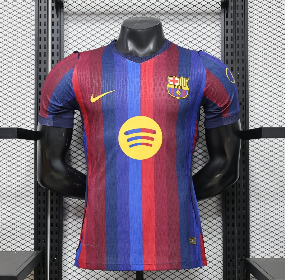 26-27 Barcelona Mens Home Kit Soccer Player Version T-Shirt